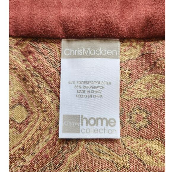 2 JCPenney Chris Madden Faux Suede Paisley Fringe Gold Bronze Valances 87"x18.5" - Picture 8 of 10